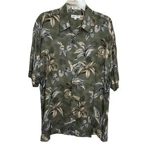 Pierre Cardin Mens‎ Hawaiian Short Sleeve Green Viscose Shirt - Size: Large